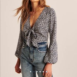 Abercrombie Navy Long sleeve floral bodysuit!!!